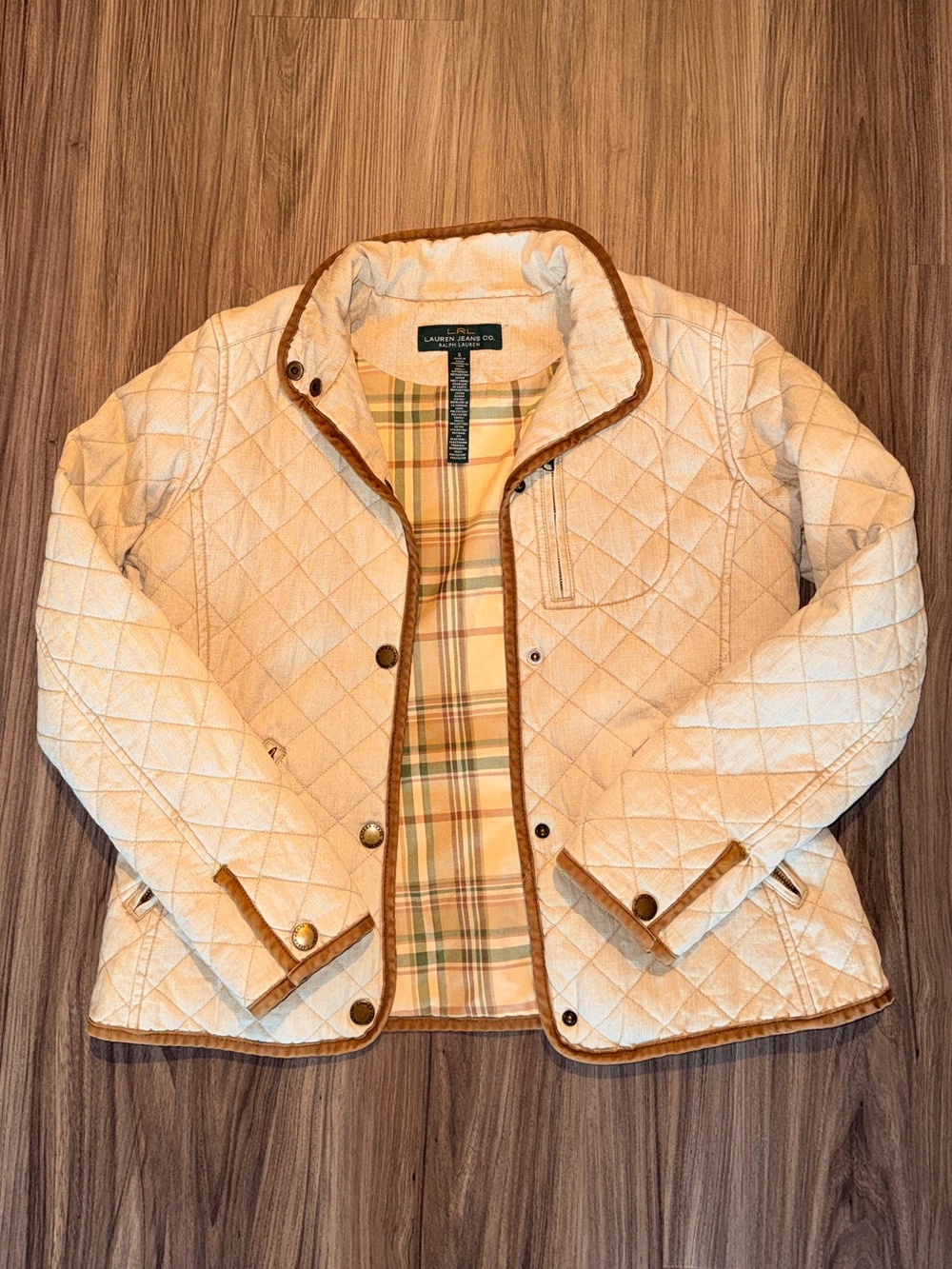 Vintage Lauren Jeans Co. Ralph Lauren cream tan quilted jacket